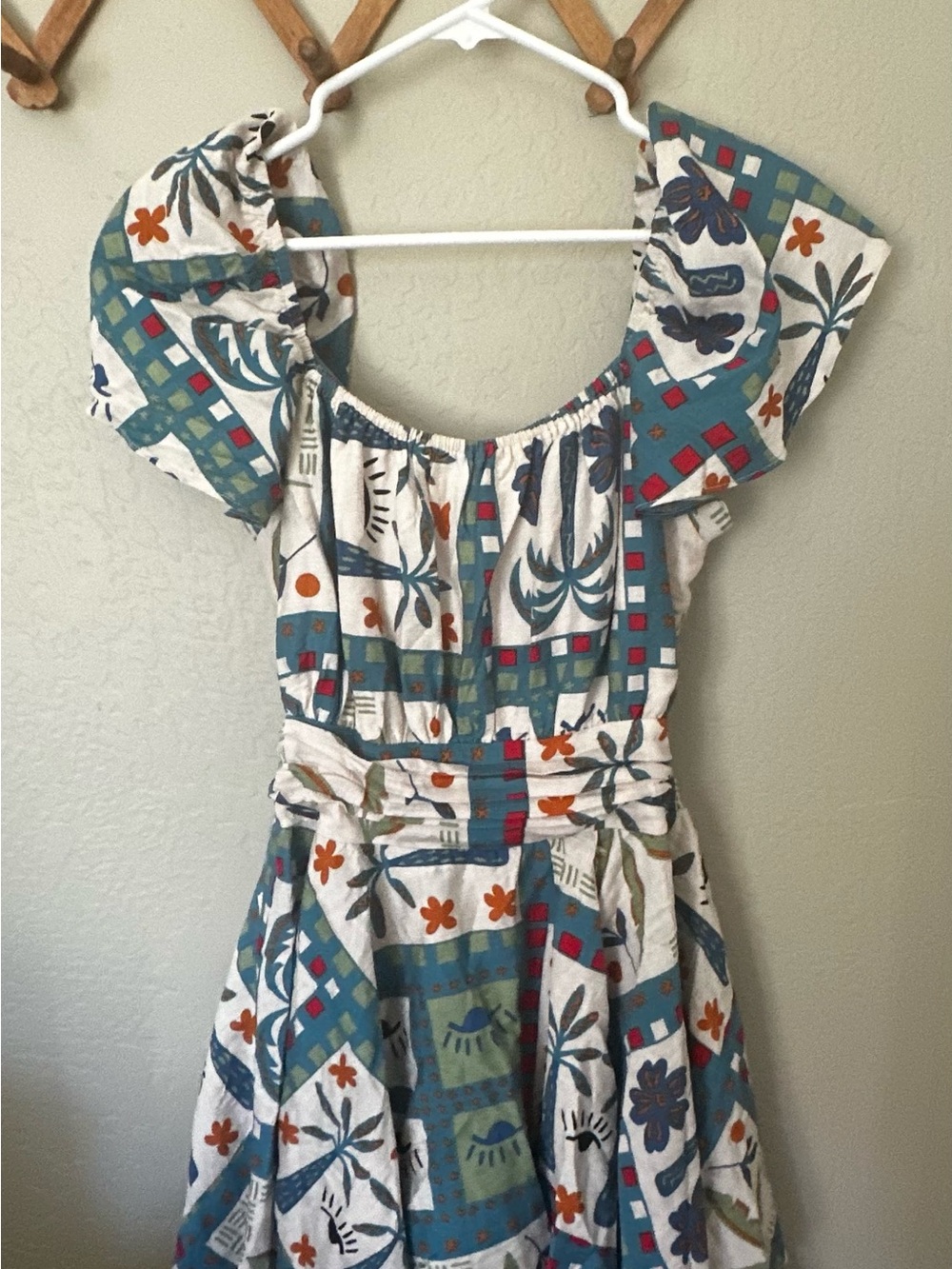 Bohemian Tile Print Romper in Teal & Rust
